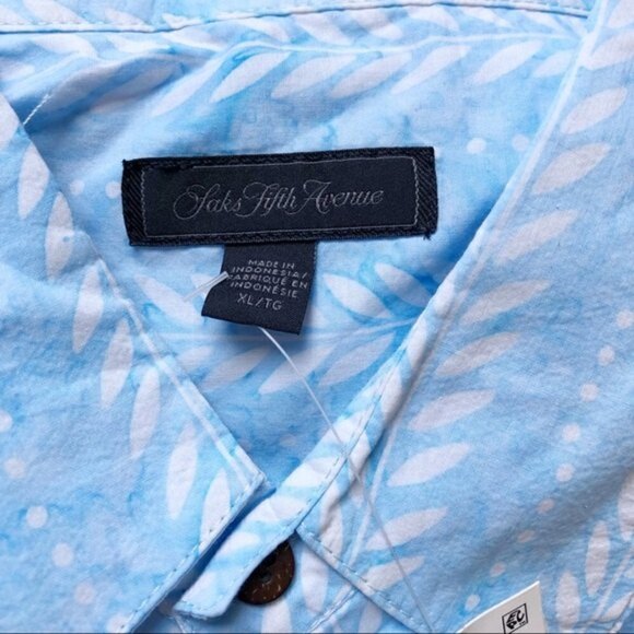 Saks Fifth Avenue Graphic Lightweight Cotton Shirt Button Front XL New - Picture 6 of 10